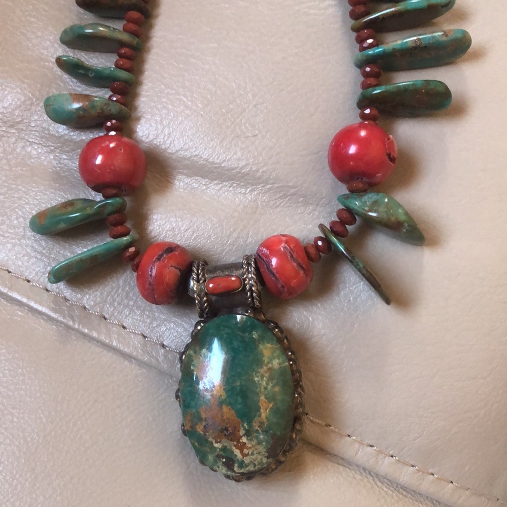 Green and Red Beaded Necklace